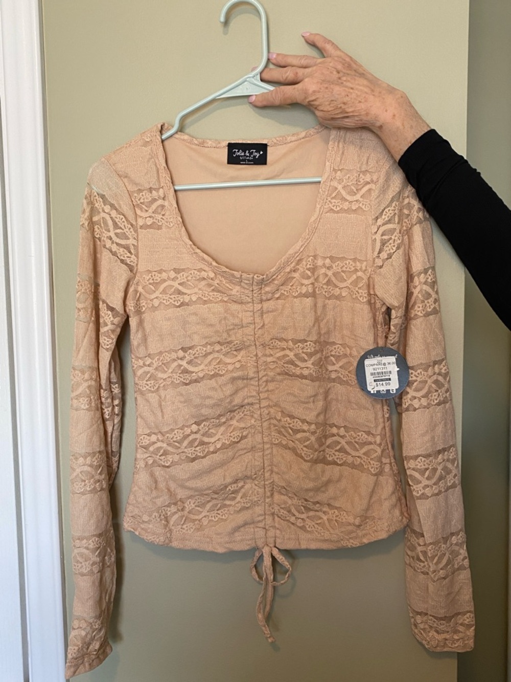 Jolie & Joy Blush Lace-Striped Long Sleeve Top
